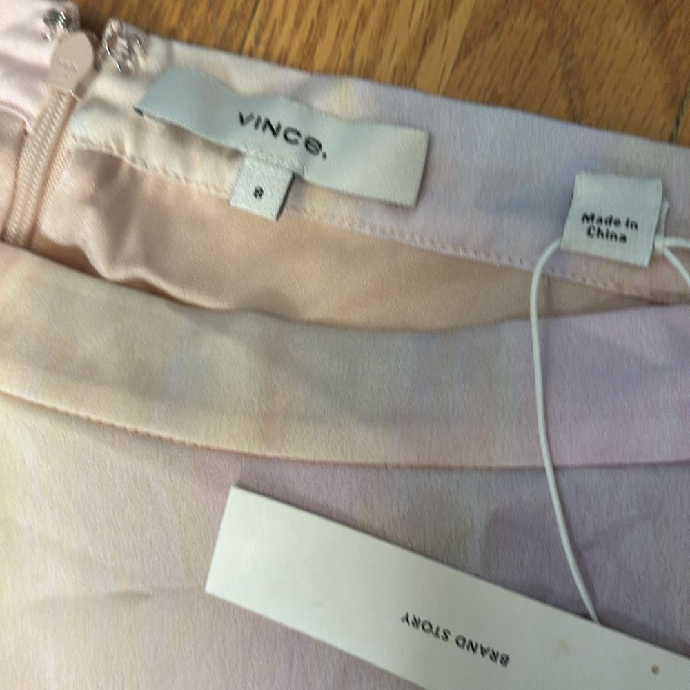 Vince Draped Midi Skirt in Rainbow Wash - Size 8 - Picture 4 of 16
